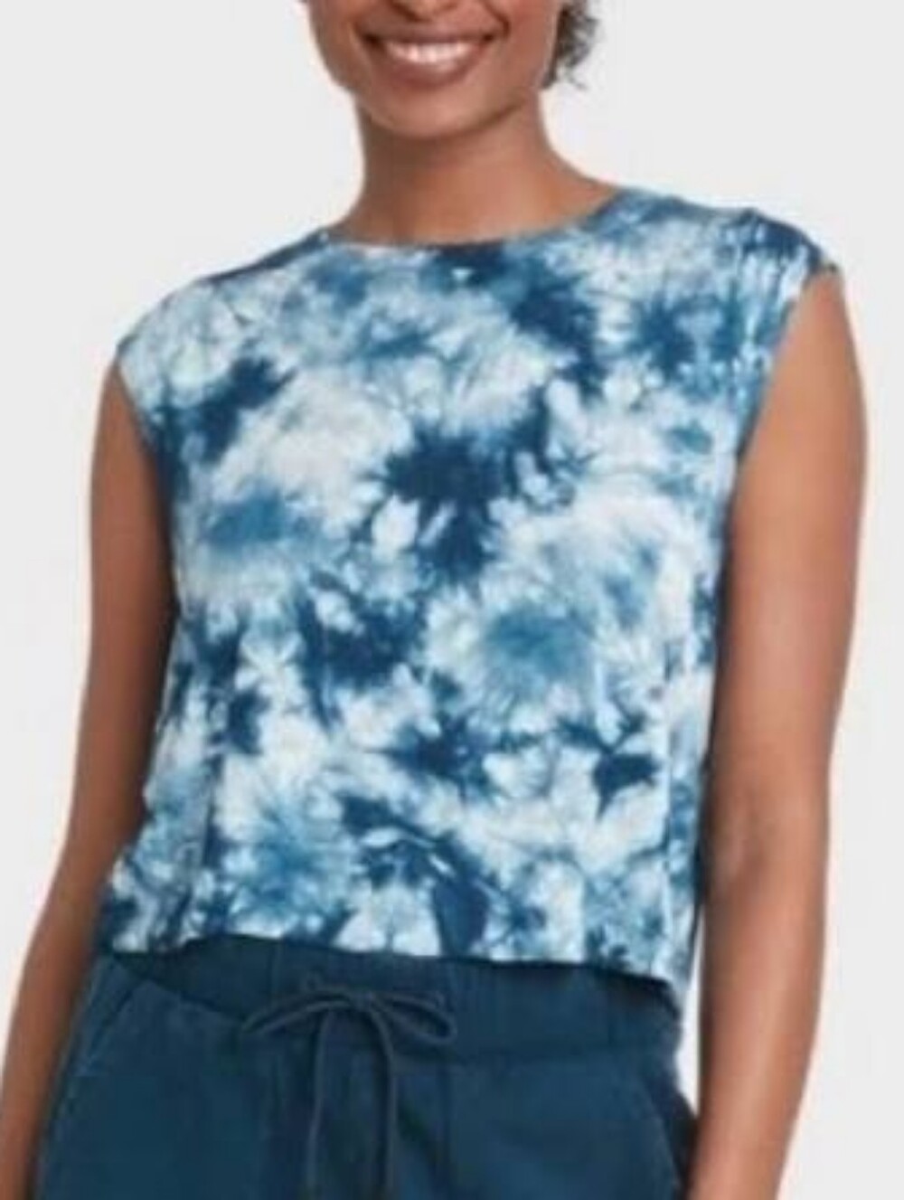 JoyLab Blue Tie-Dye Muscle Crop Top Size XS